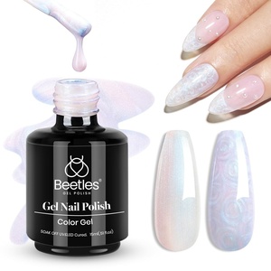 Beetles Yellow Gel Polish – Lemon Chiffon 15ML/0.51Fl Oz, Pastel Yellow Gel Nail Polish, Soak Off UV LED Lamp Nails Art, Long-Lasting Manicure Salon DIY Home Bright Summer Nails(A – Pearl White | Swirling Clouds)