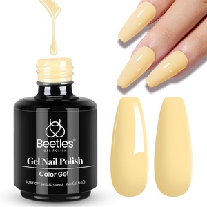 Beetles Yellow Gel Polish – Lemon Chiffon 15ML/0.51Fl Oz, Pastel Yellow Gel Nail Polish, Soak Off UV LED Lamp Nails Art, Long-Lasting Manicure Salon DIY Home Bright Summer Nails(K – Creme Yellow | Lemon Chiffon)