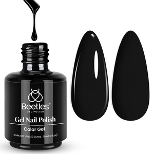 Beetles Yellow Gel Polish – Lemon Chiffon 15ML/0.51Fl Oz, Pastel Yellow Gel Nail Polish, Soak Off UV LED Lamp Nails Art, Long-Lasting Manicure Salon DIY Home Bright Summer Nails(G – Creme Black | Audrey Black)