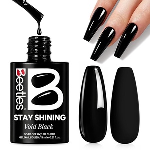 Beetles Yellow Gel Polish – Lemon Chiffon 15ML/0.51Fl Oz, Pastel Yellow Gel Nail Polish, Soak Off UV LED Lamp Nails Art, Long-Lasting Manicure Salon DIY Home Bright Summer Nails(D – Creme Blue | Void Black)
