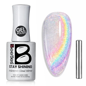 Beetles Yellow Gel Polish – Lemon Chiffon 15ML/0.51Fl Oz, Pastel Yellow Gel Nail Polish, Soak Off UV LED Lamp Nails Art, Long-Lasting Manicure Salon DIY Home Bright Summer Nails(F – Velvet Silver | Iridescent Cloud Mirror)