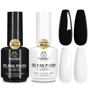 Beetles Yellow Gel Polish – Lemon Chiffon 15ML/0.51Fl Oz, Pastel Yellow Gel Nail Polish, Soak Off UV LED Lamp Nails Art, Long-Lasting Manicure Salon DIY Home Bright Summer Nails(Black and White)