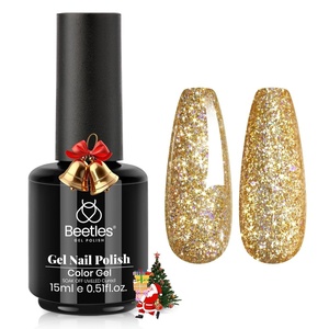 Beetles Yellow Gel Polish – Lemon Chiffon 15ML/0.51Fl Oz, Pastel Yellow Gel Nail Polish, Soak Off UV LED Lamp Nails Art, Long-Lasting Manicure Salon DIY Home Bright Summer Nails(D – Flakie Blue | Starlit Gold)