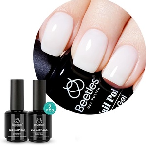 Beetles Yellow Gel Polish – Lemon Chiffon 15ML/0.51Fl Oz, Pastel Yellow Gel Nail Polish, Soak Off UV LED Lamp Nails Art, Long-Lasting Manicure Salon DIY Home Bright Summer Nails(Milky White (2 Pcs))