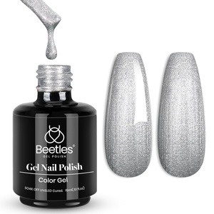 Beetles Yellow Gel Polish – Lemon Chiffon 15ML/0.51Fl Oz, Pastel Yellow Gel Nail Polish, Soak Off UV LED Lamp Nails Art, Long-Lasting Manicure Salon DIY Home Bright Summer Nails(F – Pearl Silver | Silver Dancefloor)