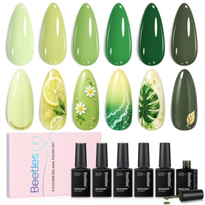 Beetles Yellow Gel Polish Set – Lemon Whisper Collecion, Butter Pastel Light Bright Yellow Gel Polish Set Colors UV LED Soak Off Nail for Manicure(Green Picnic)
