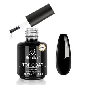 beetles Gel Polish 2Pcs 15ml No Wipe Top Coat Gel Nail Polish High Gloss Shiny Long-Lasting Clear Gel Top Coat, Soak Off Nail Lamp, Summer Nails Home DIY Manicure and Nail Salon Gifts for Women(0-Clear Gel Top Coat 15ML)