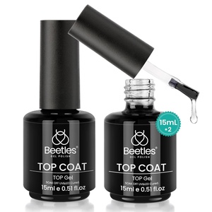 beetles Gel Polish 2Pcs 15ml No Wipe Top Coat Gel Nail Polish High Gloss Shiny Long-Lasting Clear Gel Top Coat, Soak Off Nail Lamp, Summer Nails Home DIY Manicure and Nail Salon Gifts for Women(0-2 Pcs Top Coat)