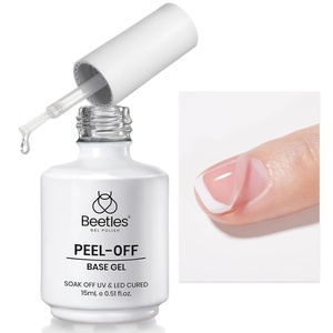 beetles Gel Polish 2Pcs 15ml No Wipe Top Coat Gel Nail Polish High Gloss Shiny Long-Lasting Clear Gel Top Coat, Soak Off Nail Lamp, Summer Nails Home DIY Manicure and Nail Salon Gifts for Women(4-15ml Clear Base Coat)