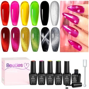 beetles Gel Polish Moonlit Mist Cat Eye Gel Nail Polish Set – 6 Colors Blue Glitter Gel Nail Kit, Jelly Sheer Magnetic Shine Soak Off UV Gel for Salon DIY Manicure Gift for Women(0-0-Joyful exploration)