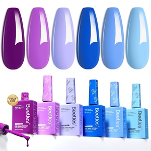 beetles Gel Polish Moonlit Mist Cat Eye Gel Nail Polish Set – 6 Colors Blue Glitter Gel Nail Kit, Jelly Sheer Magnetic Shine Soak Off UV Gel for Salon DIY Manicure Gift for Women(Hema free Wisteria Whisper)