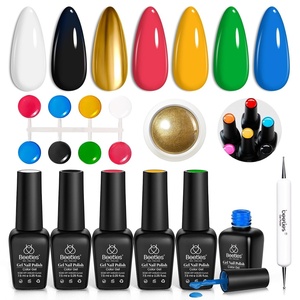 beetles Gel Polish Moonlit Mist Cat Eye Gel Nail Polish Set – 6 Colors Blue Glitter Gel Nail Kit, Jelly Sheer Magnetic Shine Soak Off UV Gel for Salon DIY Manicure Gift for Women(Go for Gold)