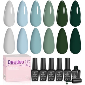 beetles Gel Polish Moonlit Mist Cat Eye Gel Nail Polish Set – 6 Colors Blue Glitter Gel Nail Kit, Jelly Sheer Magnetic Shine Soak Off UV Gel for Salon DIY Manicure Gift for Women(0-0-6 Colors Boundless Forest)