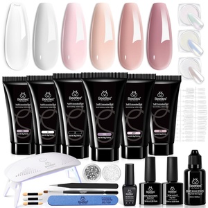 beetles Gel Polish Poly Nail Gel Chrome Nail Powder Kit 22 Pcs Glazed Donut Nails Mirror Effect Chrome Powder for Nail Extension Nail Art DIY Home, UV & LED Needed(Exquisite Socialite)