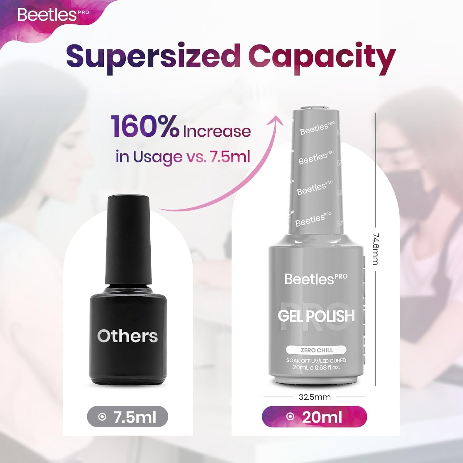 image:imageBeetles PRO White Gel Polish Craving Calm 20ml French White Gel Polish 4th of July Nails Professional Nail Tech Formula High Pigment Soak Off UV LED Long LastingN Creme Grey Zero Chill