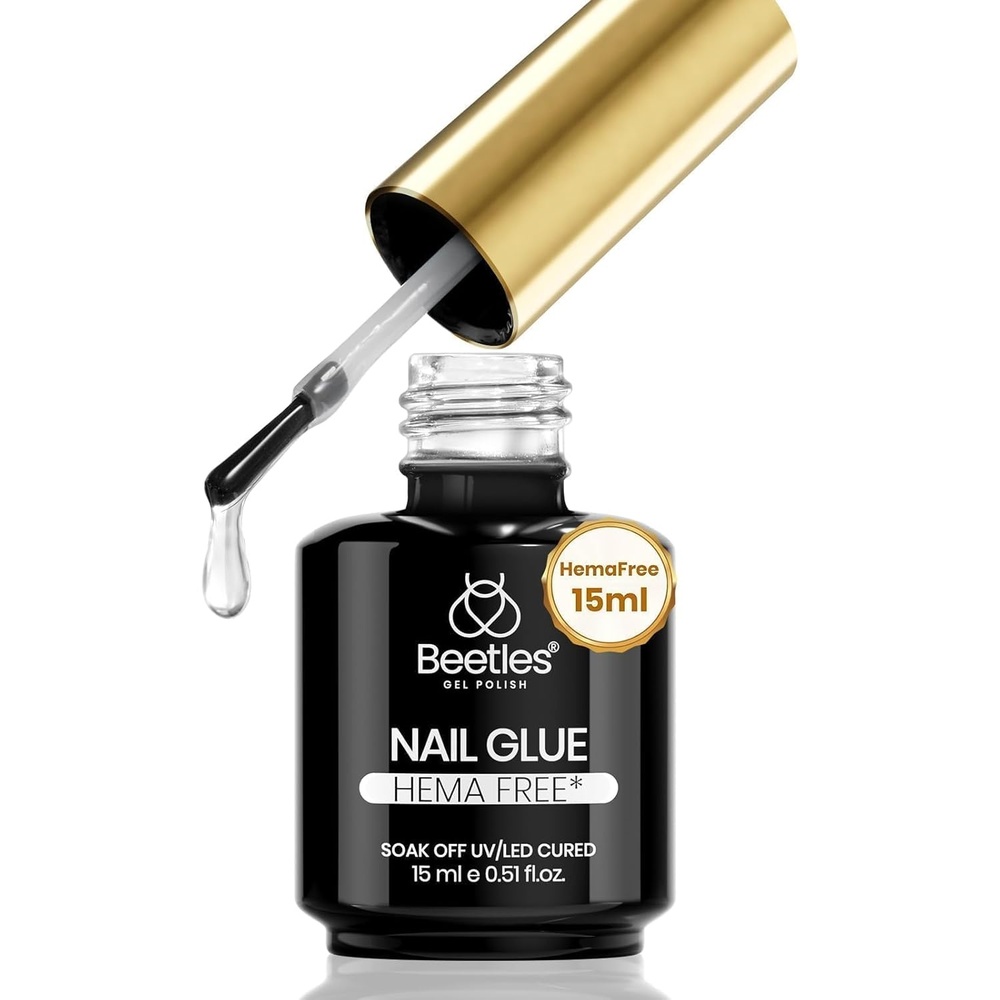 image:imageBeetles 15ml HEMAFree Nail Glue Gel  TPO Free Super Strong Extension Glue for Nail Tips Clear Acrylic Nails Clear Press On Nails Gentle Large Capacity Salon Art DIY Home Need U V Light Cured15ml HEMAFree Nail Glue Gel