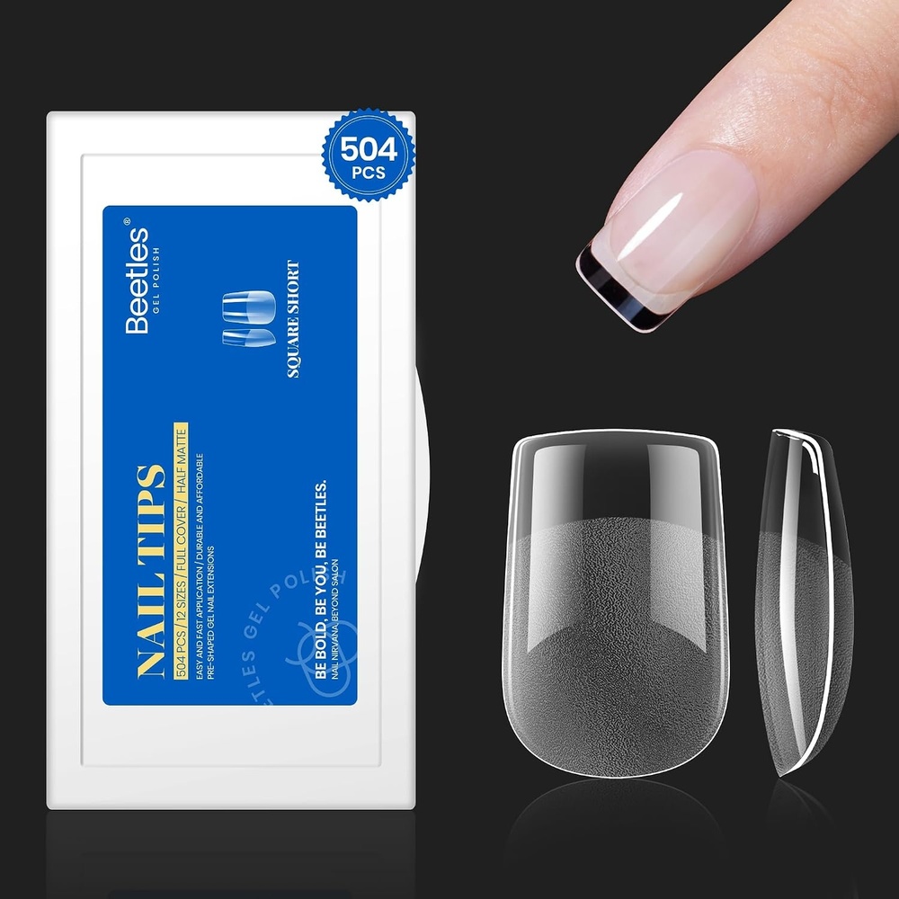 image:imageBeetles 15ml HEMAFree Nail Glue Gel  TPO Free Super Strong Extension Glue for Nail Tips Clear Acrylic Nails Clear Press On Nails Gentle Large Capacity Salon Art DIY Home Need U V Light Cured13 Square Short 504pcs Etch X