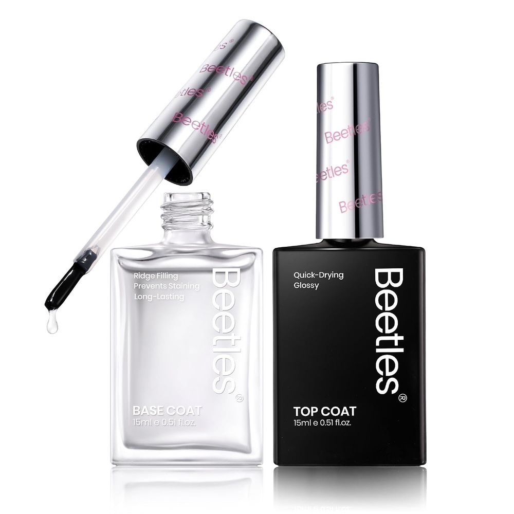 image:imageBeetles 2 in 1 Base amp Top Coat Nail Polish Clear Nail Polish Fast Drying Natural Nail Strengthen Glossy Effect for Nail DIY Salon at Home Gifts WomenClear Nail Polish Base Coat and Top Coat