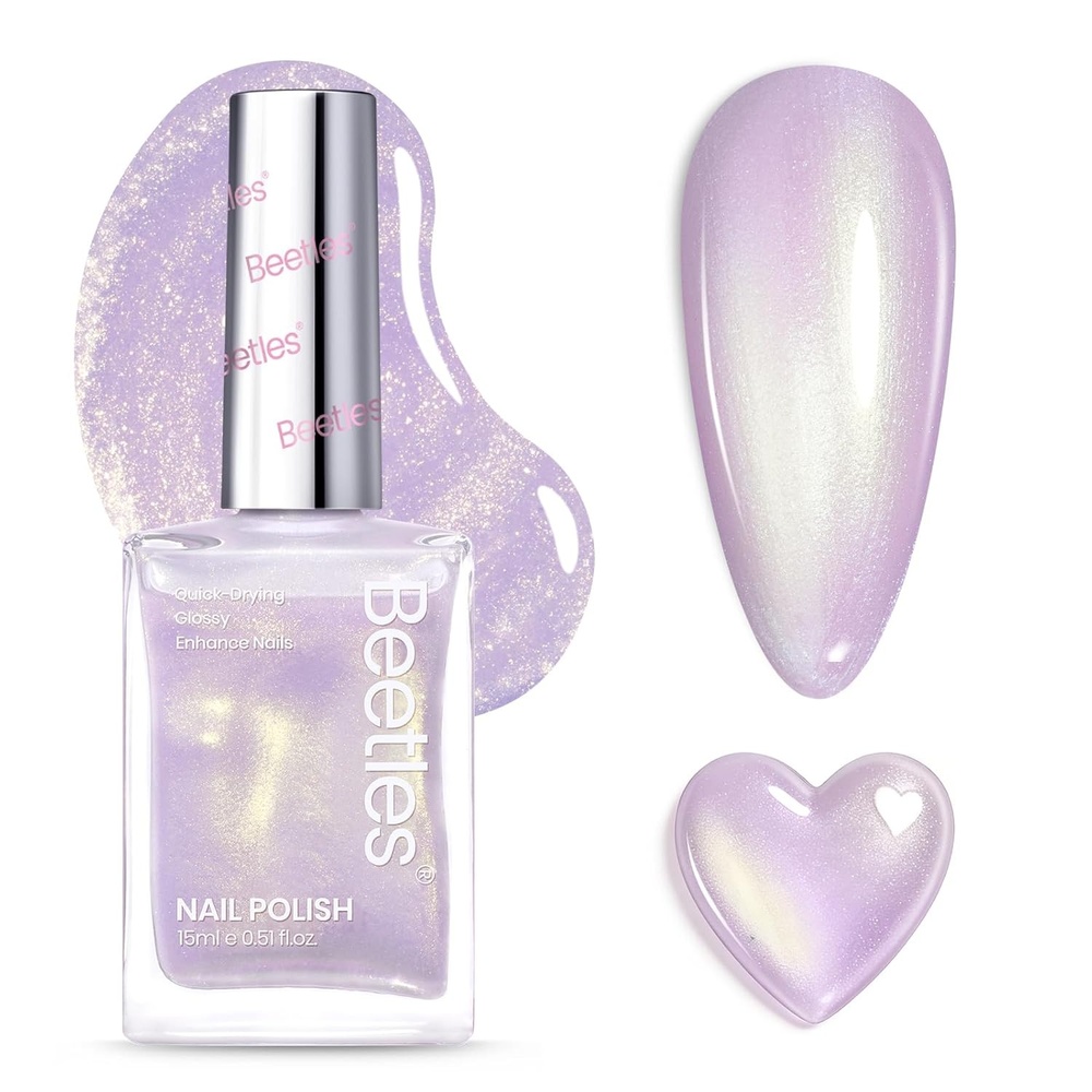 image:imageBeetles 2 in 1 Base amp Top Coat Nail Polish Clear Nail Polish Fast Drying Natural Nail Strengthen Glossy Effect for Nail DIY Salon at Home Gifts WomenGold Shimmer