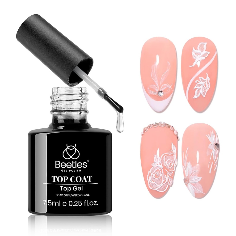 image:imageBeetles 20ml Gel Top Coat  No Wipe Clear Top Coat Extra Glossy Gel Nail Polish Shine Finish and Long Lasting Soak Off UV LED Lamp Cured Nail Art Manicure Salon Home Gift for Women1 Pcs 15ml HemaFree Gel Top Coat
