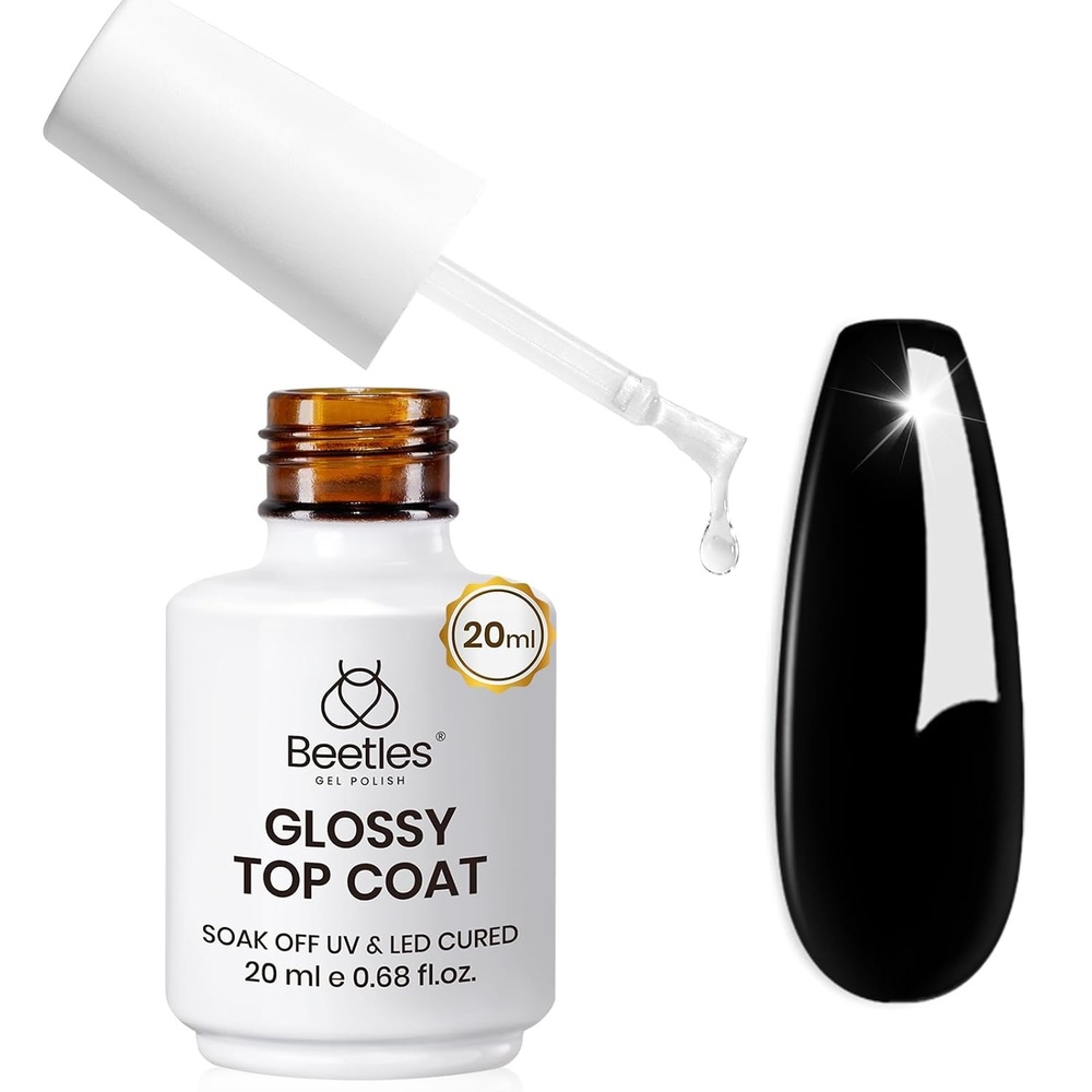 image:imageBeetles 20ml Gel Top Coat  No Wipe Clear Top Coat Extra Glossy Gel Nail Polish Shine Finish and Long Lasting Soak Off UV LED Lamp Cured Nail Art Manicure Salon Home Gift for Women020ml Glossy Top Coat
