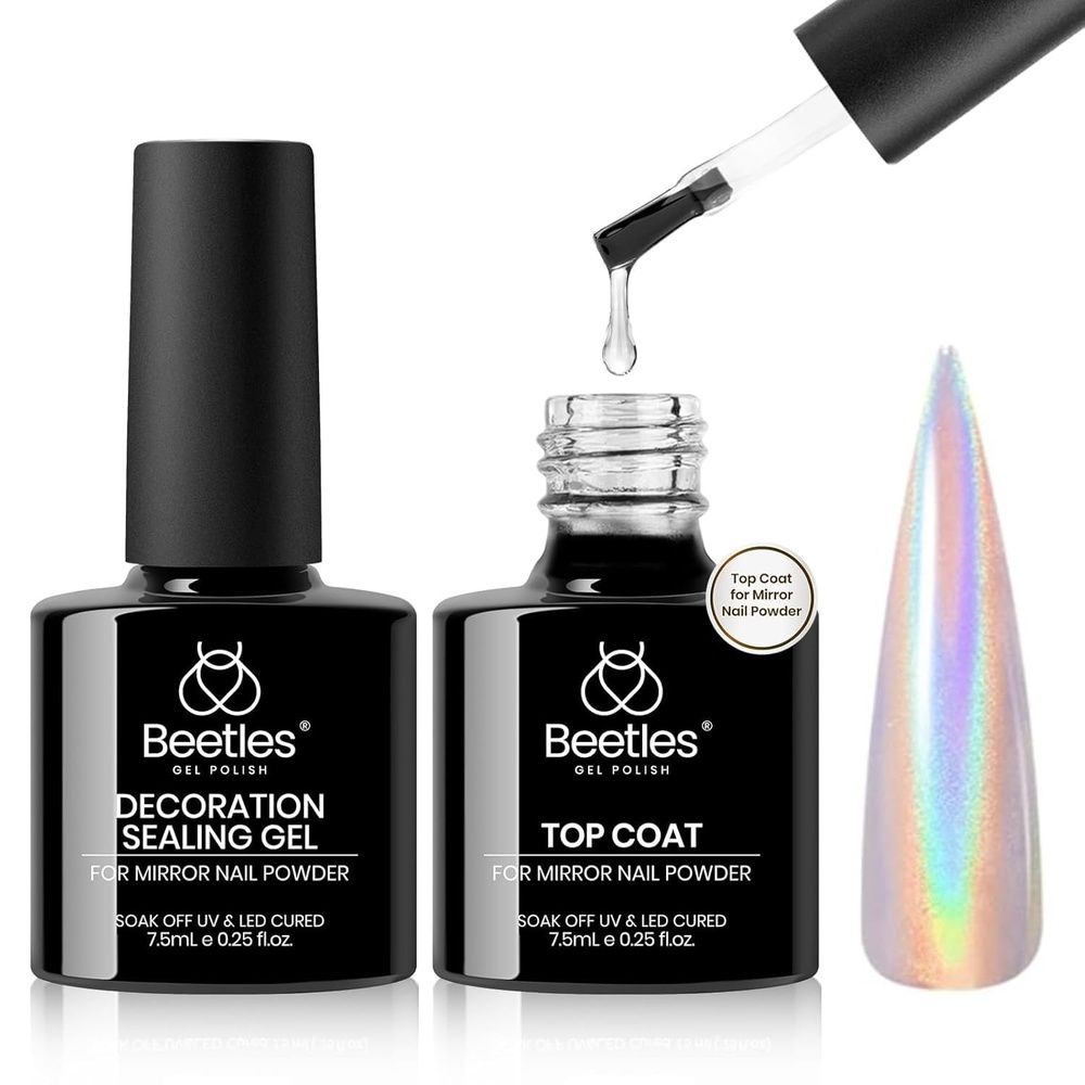 image:imageBeetles 20ml Nail Primer for Gel Nail Polish Hema Free Dehydrator and Primer Bond AcidFree Fast for Acrylic amp UV Gel Gift for Women2 Pcs 75ml Top and Decoration Sealing Gel