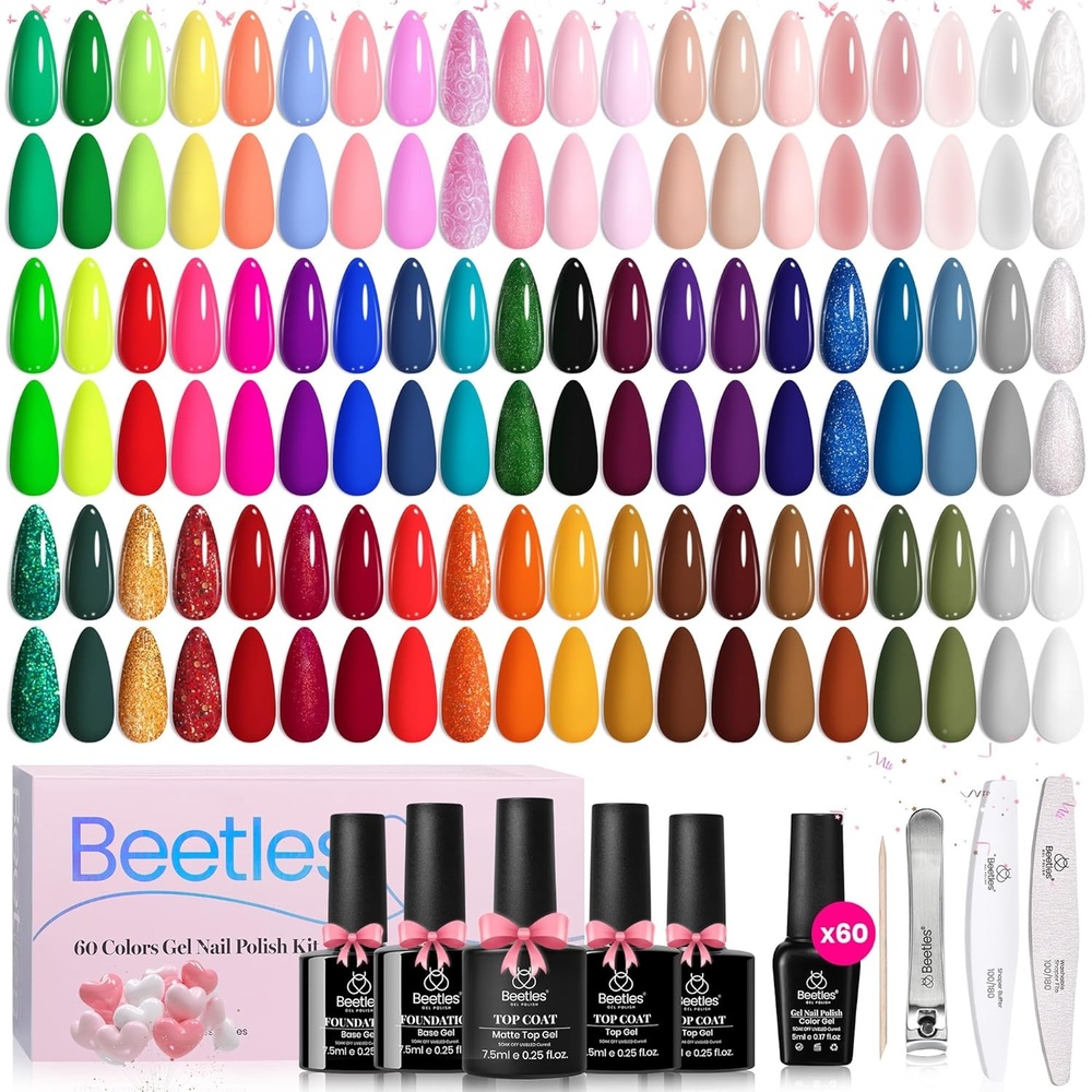image:imageBeetles 69 Pcs Gel Nail Polish Kit with U V Light  35 Colors Gel Polish Nail Kit with with Base amp Glossy Top Coat Soak Off DIY Salon Beginnerfriendly Manicure Nails Stuff Gifts for Women060 Colors Style Manifesto Gel Polish Set