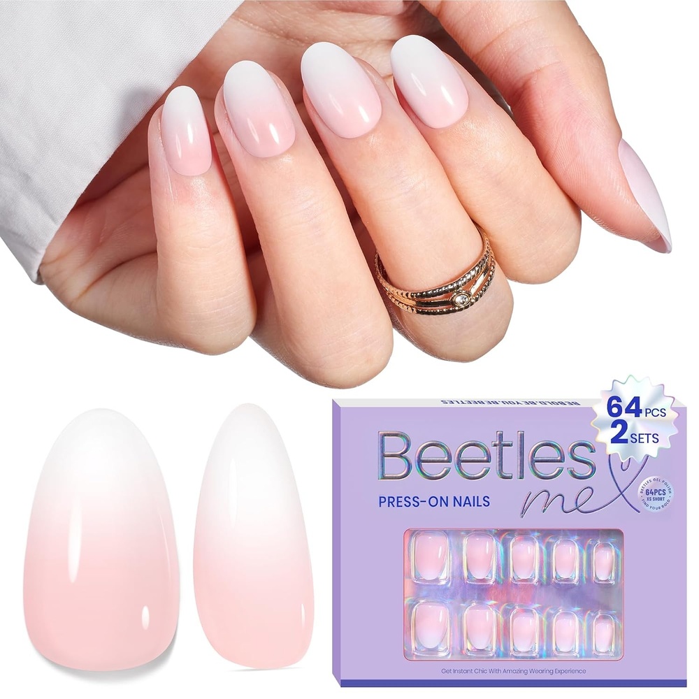 image:imageBeetles Almond Press On Nail64 psc Pink Ombre Press On Nails 16 Sizes XS Short Almond Pink Ombre Fake Nails 2 Set Press On Nails with Nail Glue amp DoubleSided Adhesives Nails Press Ons for Women