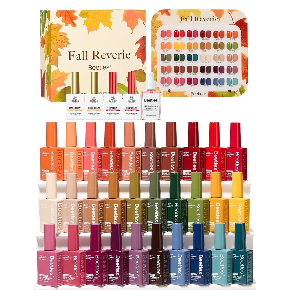 image:imageBeetles Brown Gel Polish Set  Midnight Serenity HEMAFREE Gel Polish Set 6 Colors 15ML Full Size Mocha Brown Wine Plum Shades SalonQuality Long Lasting Soak Off UV LED Nail Gel with Swatch CardRetro Reverie