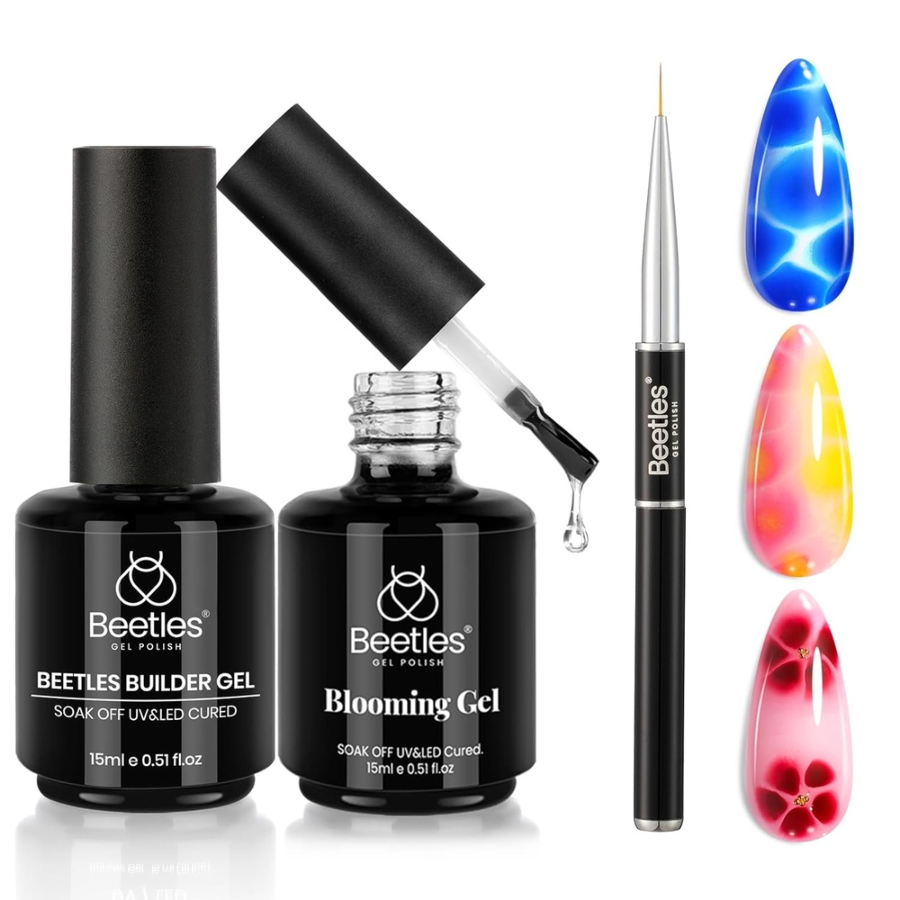 image:imageBeetles Builder Top Coat Gel Protect French Nail Tips Chipping for High Glossy Shiny LongLasting No Wipe Rubber Top Coat15mlBlooming Gel and Builder Nail Gel