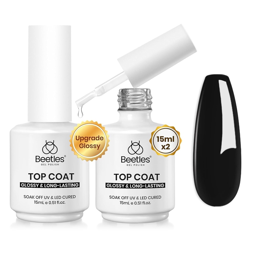 image:imageBeetles Builder Top Coat Gel Protect French Nail Tips Chipping for High Glossy Shiny LongLasting No Wipe Rubber Top Coat15mlGlossy Top Coat
