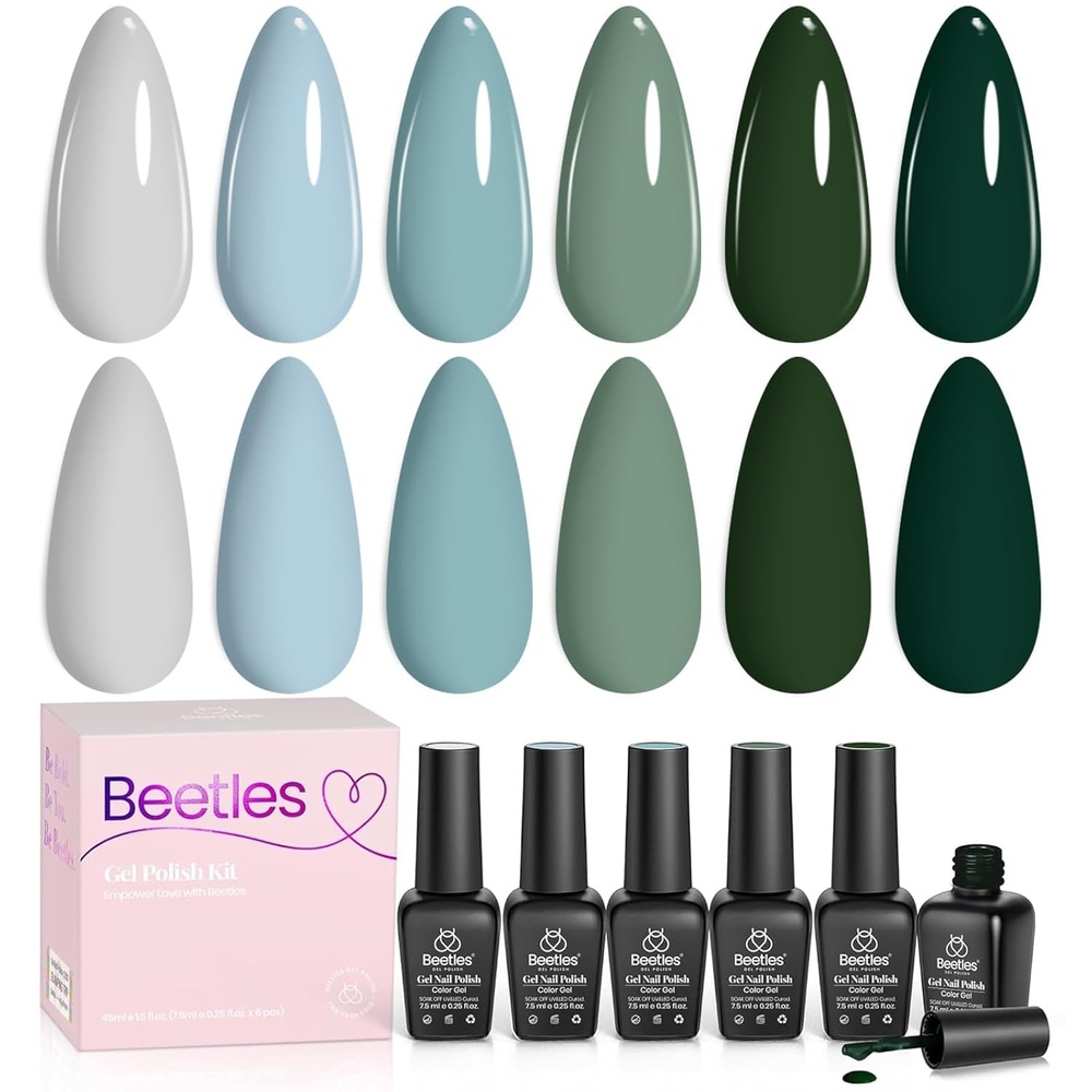 image:imageBeetles Burgundy Gel Polish Set  Berry Merlot 6 Colors Plum Gel Polish Cherry Mocha Red Glitter Dark Purple Wine Nails Color U V LED Soak Off Home DIY Manicure Nail Salon006 Colors Boundless Forest