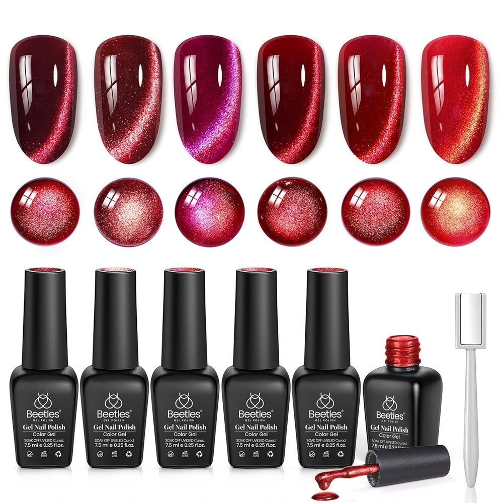 image:imageBeetles Burgundy Gel Polish Set  Berry Merlot 6 Colors Plum Gel Polish Cherry Mocha Red Glitter Dark Purple Wine Nails Color U V LED Soak Off Home DIY Manicure Nail Salon000Sultry Burgundy