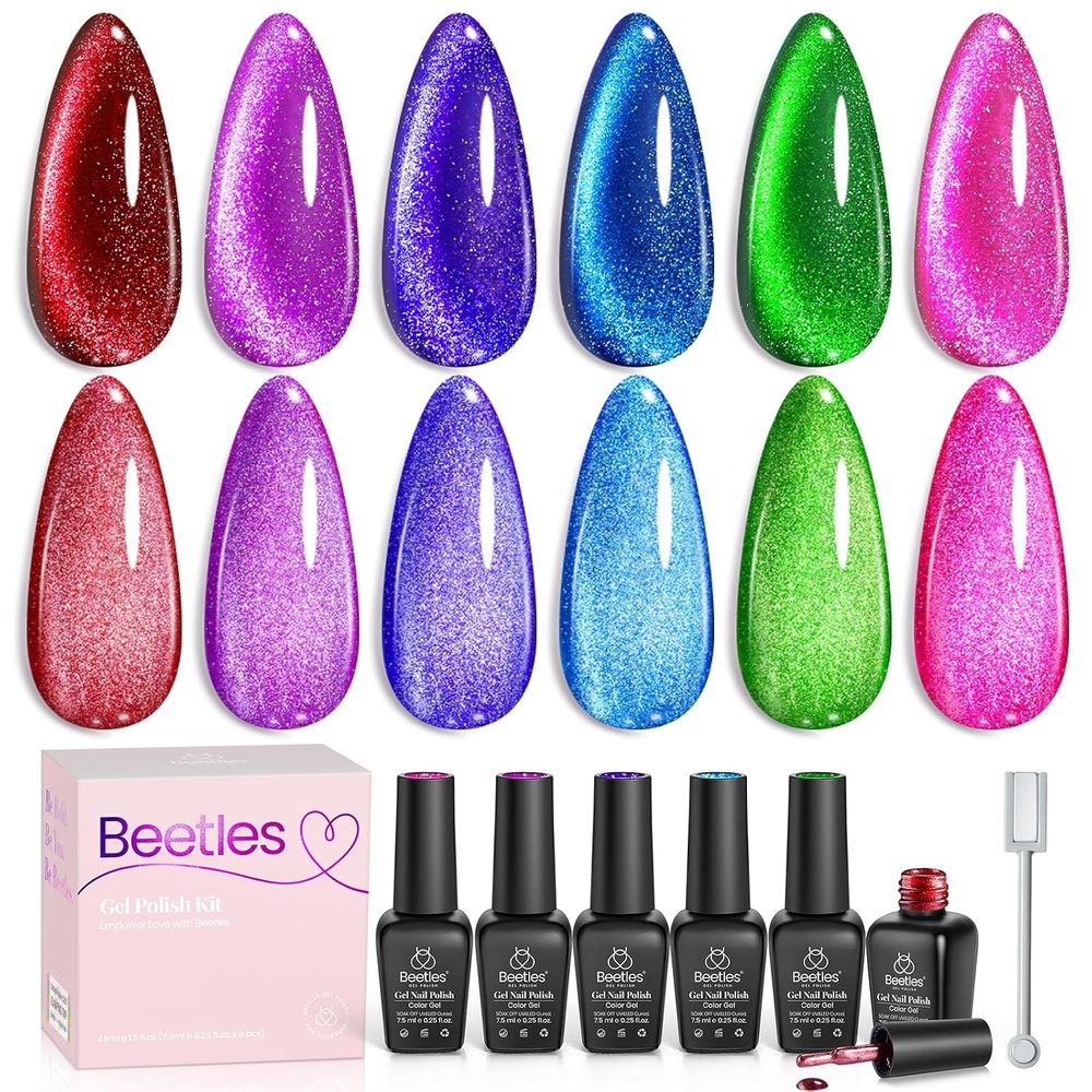 image:imageBeetles Burgundy Gel Polish Set  Berry Merlot 6 Colors Plum Gel Polish Cherry Mocha Red Glitter Dark Purple Wine Nails Color U V LED Soak Off Home DIY Manicure Nail Salon00Youth Radiance