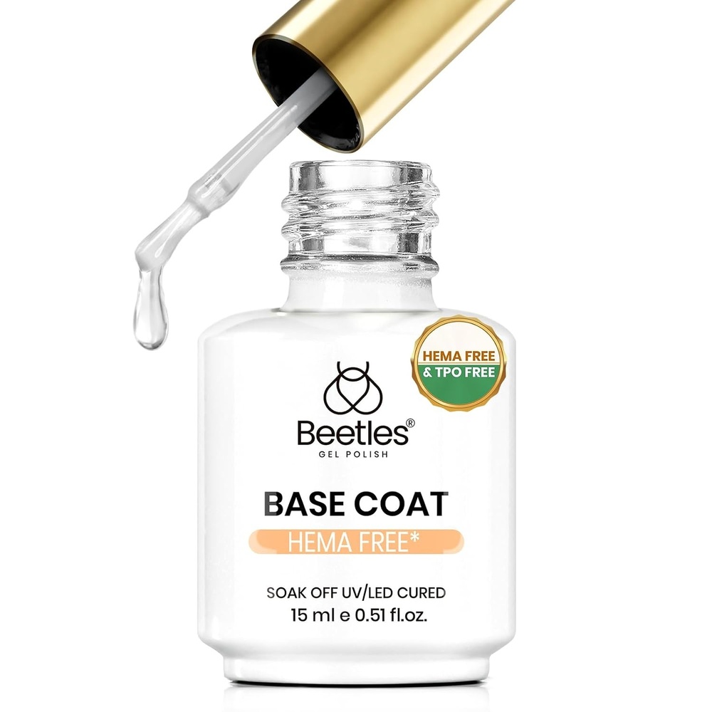 image:imageBeetles Gel Base Coat for Nails 15ml HEMA Free TPO Free Base Gel Polish UV LED Soak Off Long Lasting No Lift Nail Primer Nail Strengthening Base for Gel ManicureClear Hema Free Gel Base Coat for Nails