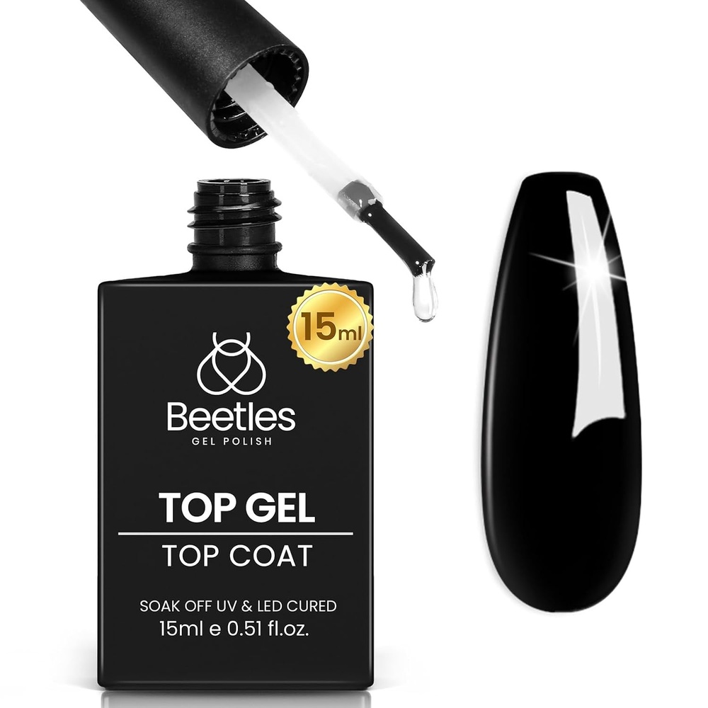 image:imageBeetles Gel Top Coat 15ml  HEMAFree High Gloss for Gel Nail Polish Shine UVLED Curable Long Lasting for Beginner Home DIY amp Salon Nail Art415ml Clear Gel Top Coat