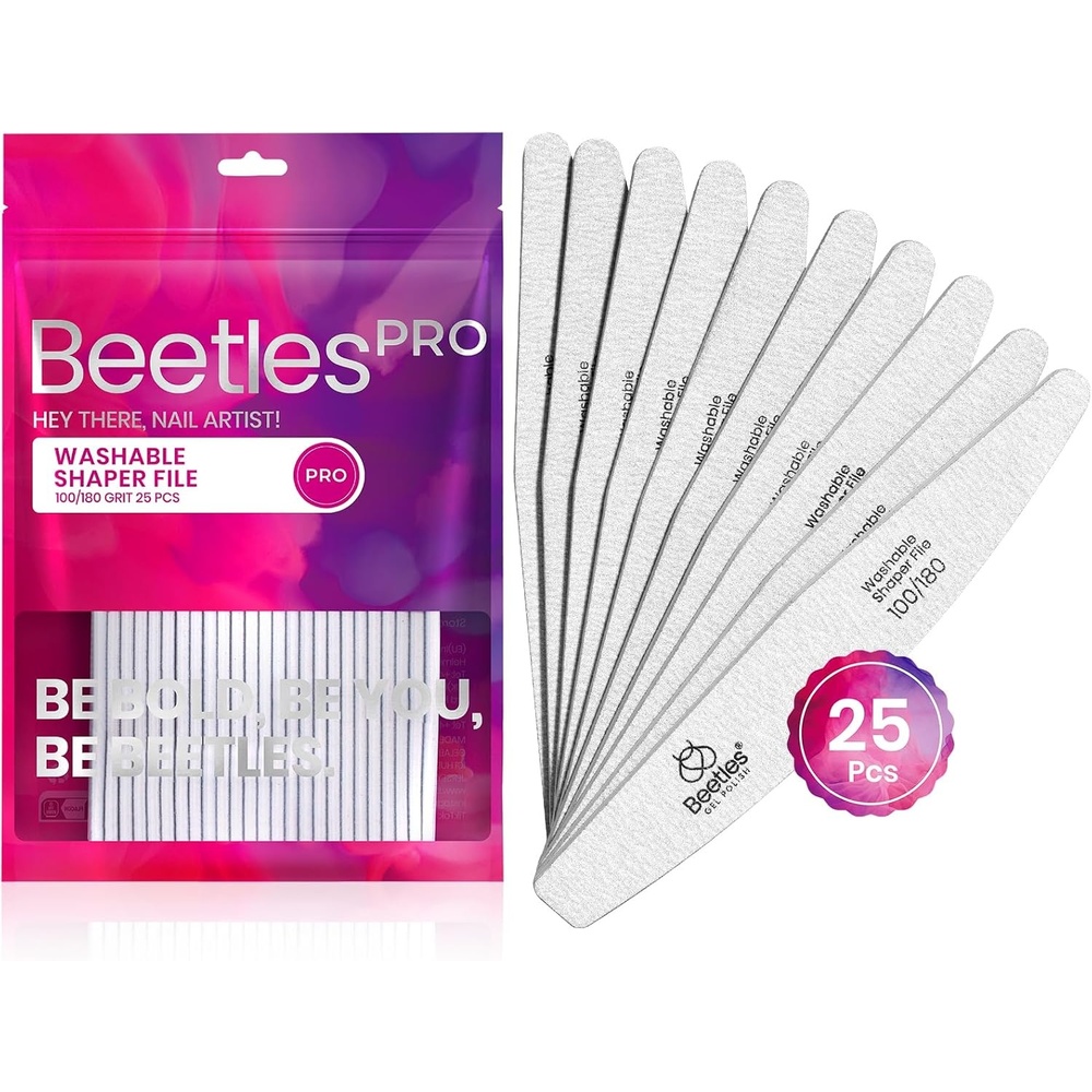 image:imageBeetles Glass Nail File for Natural Nails 3 Pack  DoubleSided Crystal Nail Files with Case Etched Gentle Nails Care for Shaping amp Polishing Manicure Washable Reusable Glass Fingernail Files25 Pcs Nail File
