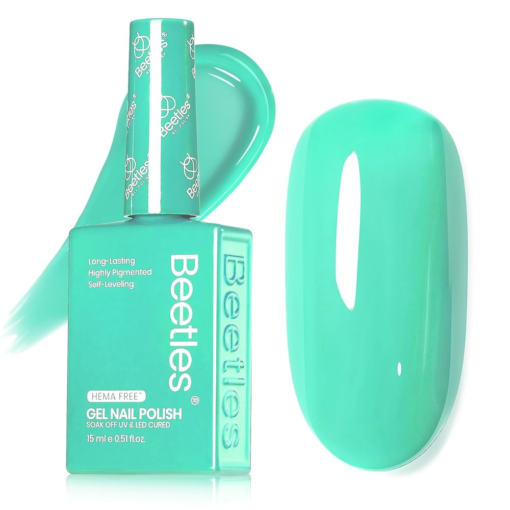 image:imageBeetles Green Teal Gel Nail Polish  HemaFree Turquoise Mint Green Soak Off Gel Polish Island Reverie for DIY Manicure Salon 05OzH  Creme Green  Hemafree Island Reverie