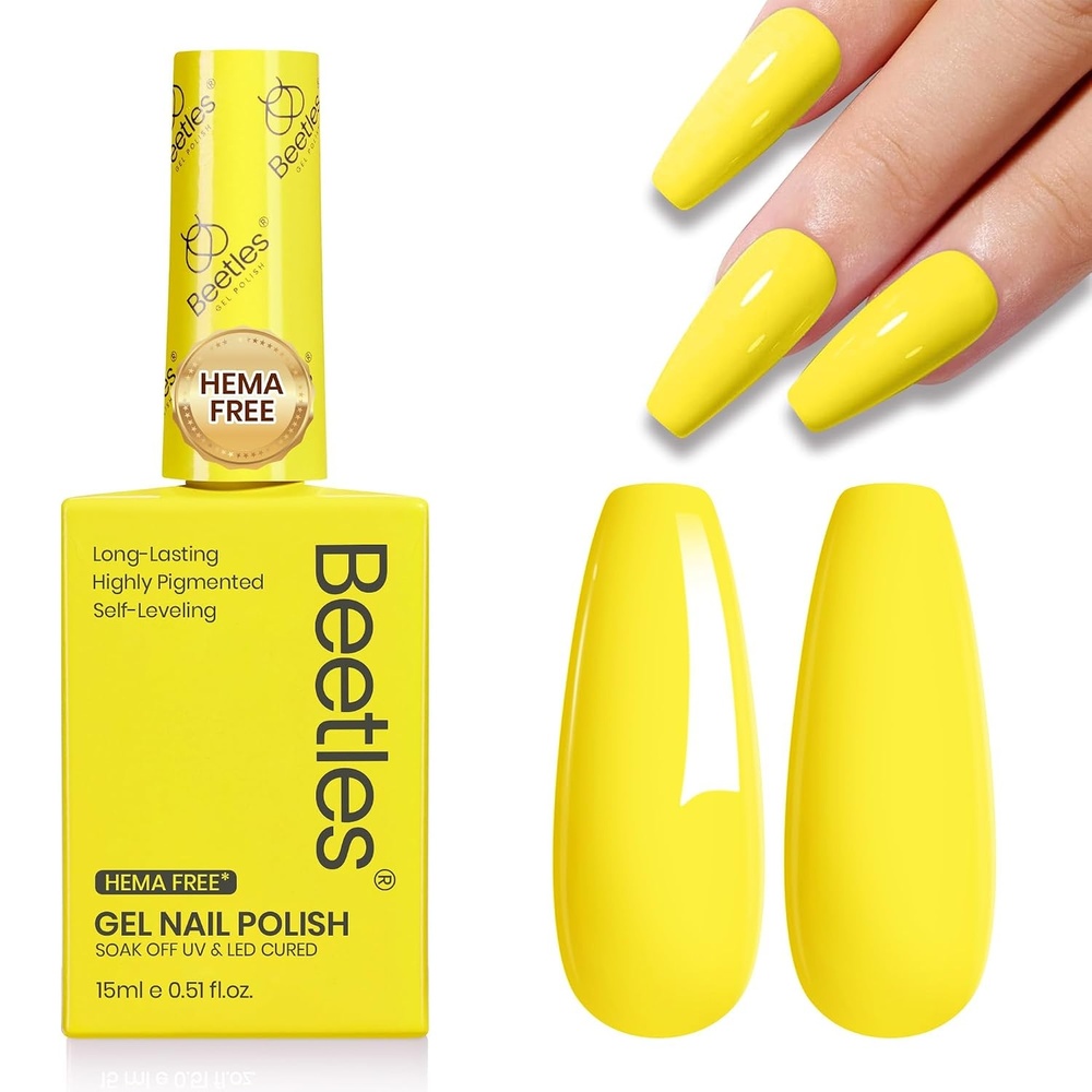 image:imageBeetles Green Teal Gel Nail Polish  HemaFree Turquoise Mint Green Soak Off Gel Polish Island Reverie for DIY Manicure Salon 05OzK  Creme Yellow  Hemafree Sunrise Glow