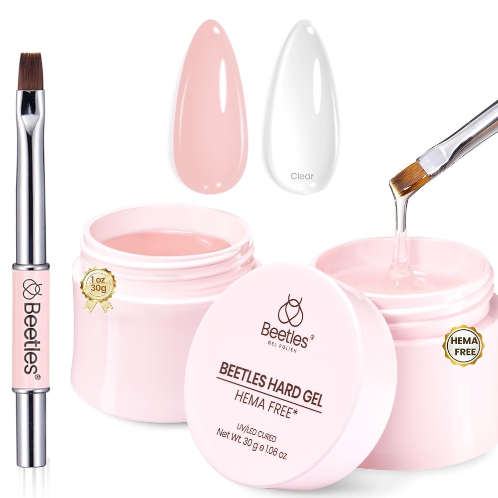 image:imageBeetles HEMAFree Hard Gel for Nails106oz 9 in 1 Jelly Nude UVLED Lamp Cured Sculpting Stengthener Gel for Nail Extension amp Nail High Hardness Nails for Manicurist WomenClear  Jelly Nude