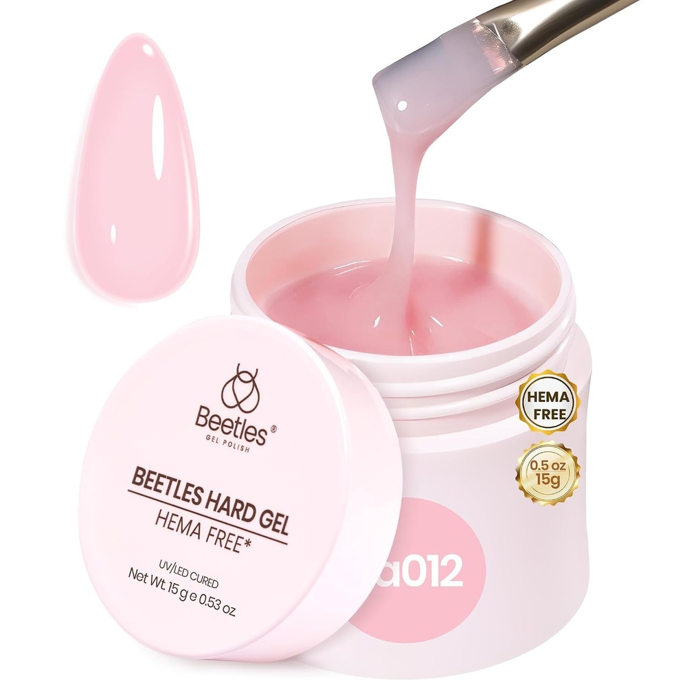 image:imageBeetles HEMAFree Hard Gel for Nails106oz 9 in 1 Jelly Nude UVLED Lamp Cured Sculpting Stengthener Gel for Nail Extension amp Nail High Hardness Nails for Manicurist Women05 ozPink