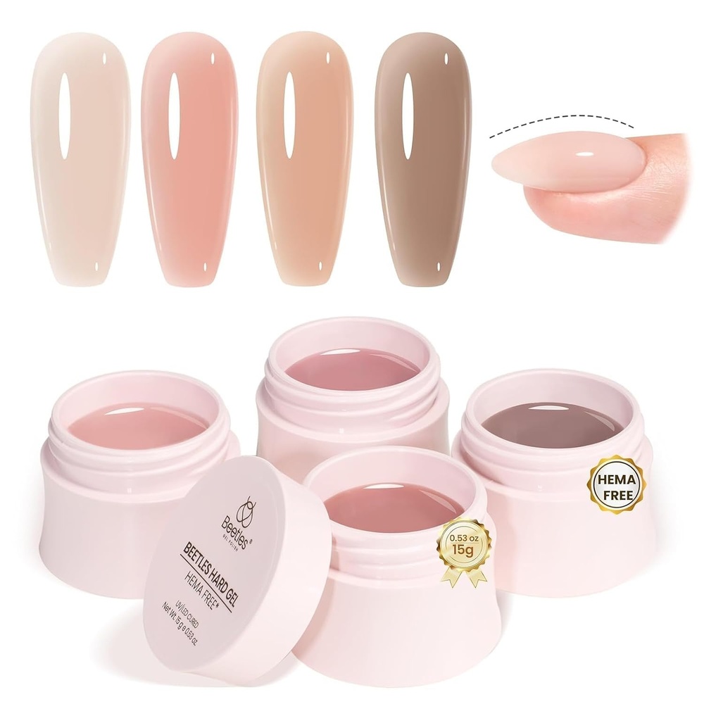 image:imageBeetles HEMAFree Hard Gel for Nails106oz 9 in 1 Jelly Nude UVLED Lamp Cured Sculpting Stengthener Gel for Nail Extension amp Nail High Hardness Nails for Manicurist Women05 oz4 PcsFall Neutrals
