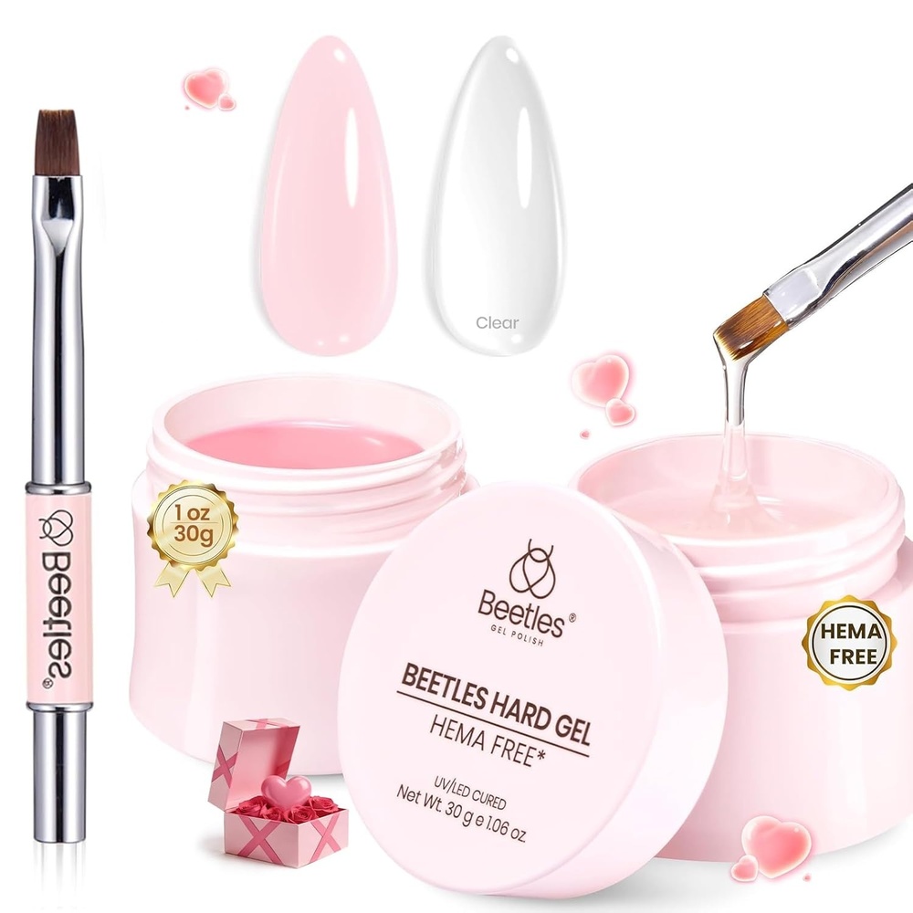 image:imageBeetles HEMAFree Hard Gel for Nails106oz 9 in 1 Jelly Nude UVLED Lamp Cured Sculpting Stengthener Gel for Nail Extension amp Nail High Hardness Nails for Manicurist WomenClear  Jelly Pink