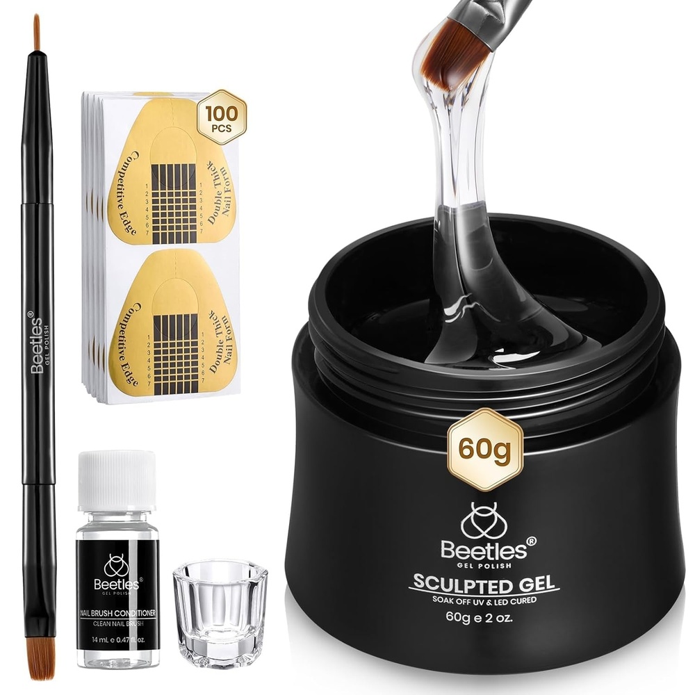 image:imageBeetles Hard Gel 10 in 1 Large Capacity 60g Clear Scuplted Gel for Nail ExtensionSculpting amp OverlaysBuildingHigh Hardness with Nail Accessories for Pro Salon Use LED amp UV Lamp Needed
