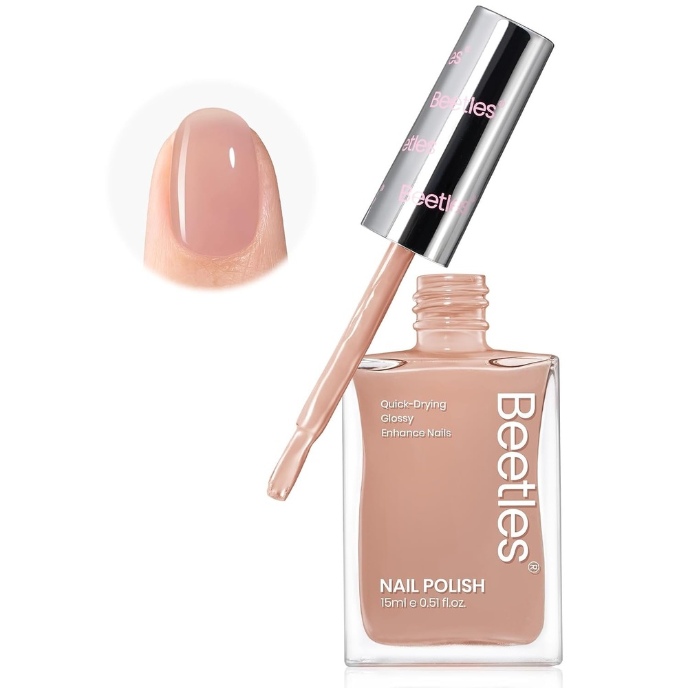 image:imageBeetles Nail Concealer  2 In 1 Light Pink Jelly Nail Polish Nail Strengthener and Growth Fast Dry Quick Jelly Natural Nail Strengthener and Growth Treatment for Thin and Damaged Nails051 FL OZNude Jelly