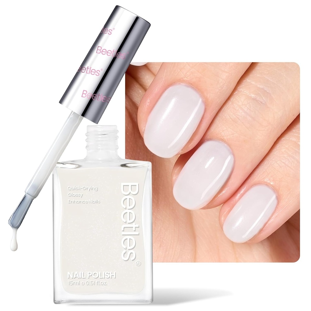 image:imageBeetles Nail Concealer  2 In 1 Light Pink Jelly Nail Polish Nail Strengthener and Growth Fast Dry Quick Jelly Natural Nail Strengthener and Growth Treatment for Thin and Damaged Nails051 FL OZMilk cheese