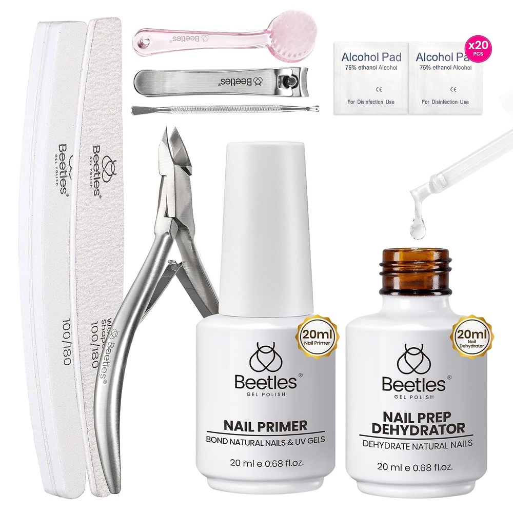 image:imageBeetles Nail Prep Kit Nail Dehydrator and Primer Nail Care Tool Kit 20ml Large Capacity AcidFree amp HemaFree Dehydrate Bond Primer with Manicure Tools for Acrylic Nail Gifts for Women01Primer Nail Care Tool Kit