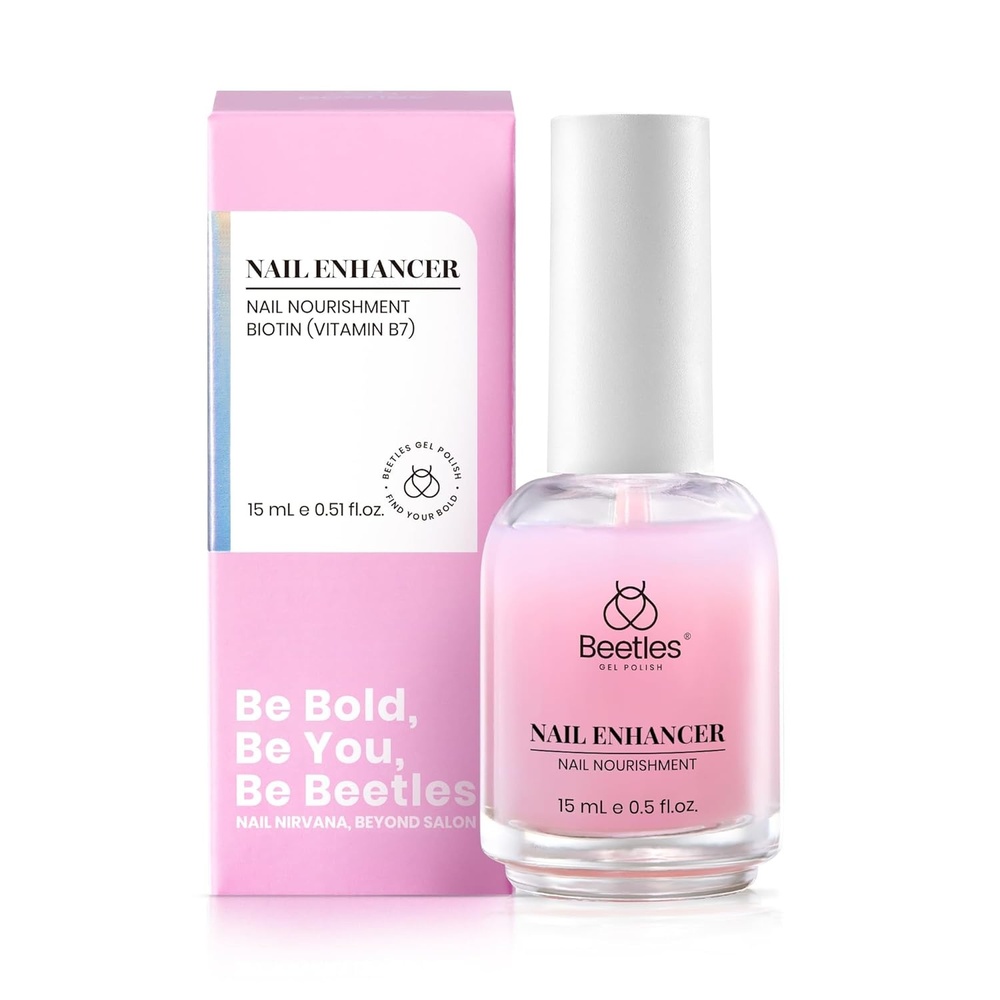 image:imageBeetles Nail Strengthener for Damaged Nails 15 ml  Clear Neutral Nail Strengthener and Growth Air Dry Nails Strengthening Polish No Removal Needed Natural Growth Treatment0Pink Nail Strengthener