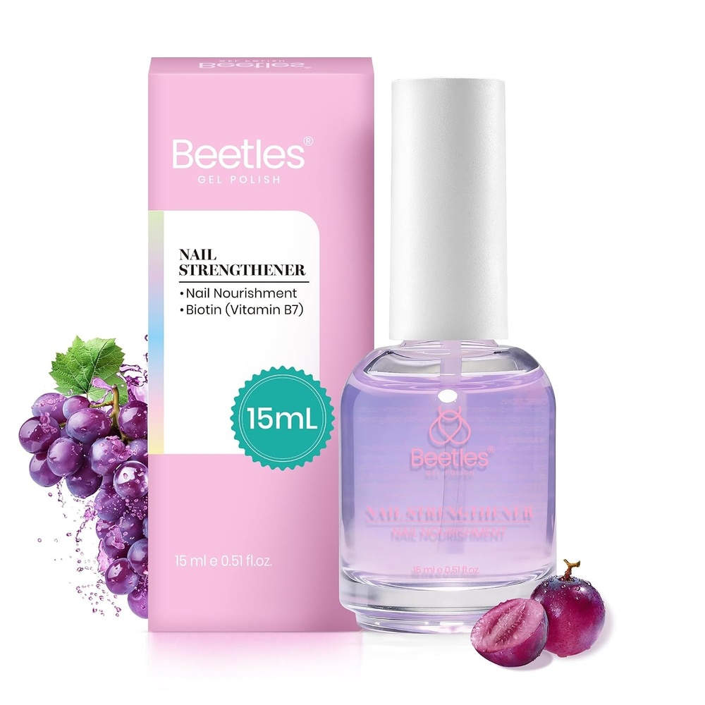 image:imageBeetles Nail Strengthener for Damaged Nails 15 ml  Clear Neutral Nail Strengthener and Growth Air Dry Nails Strengthening Polish No Removal Needed Natural Growth Treatment15ml