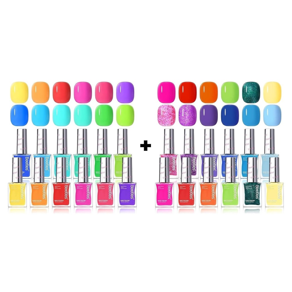 image:imageBeetles Neon Nail Polish Set  Quick Dry Kit 12 Colors with 12PCS Glitter Rainbow Quickdrying for DIY Nail Art Salon